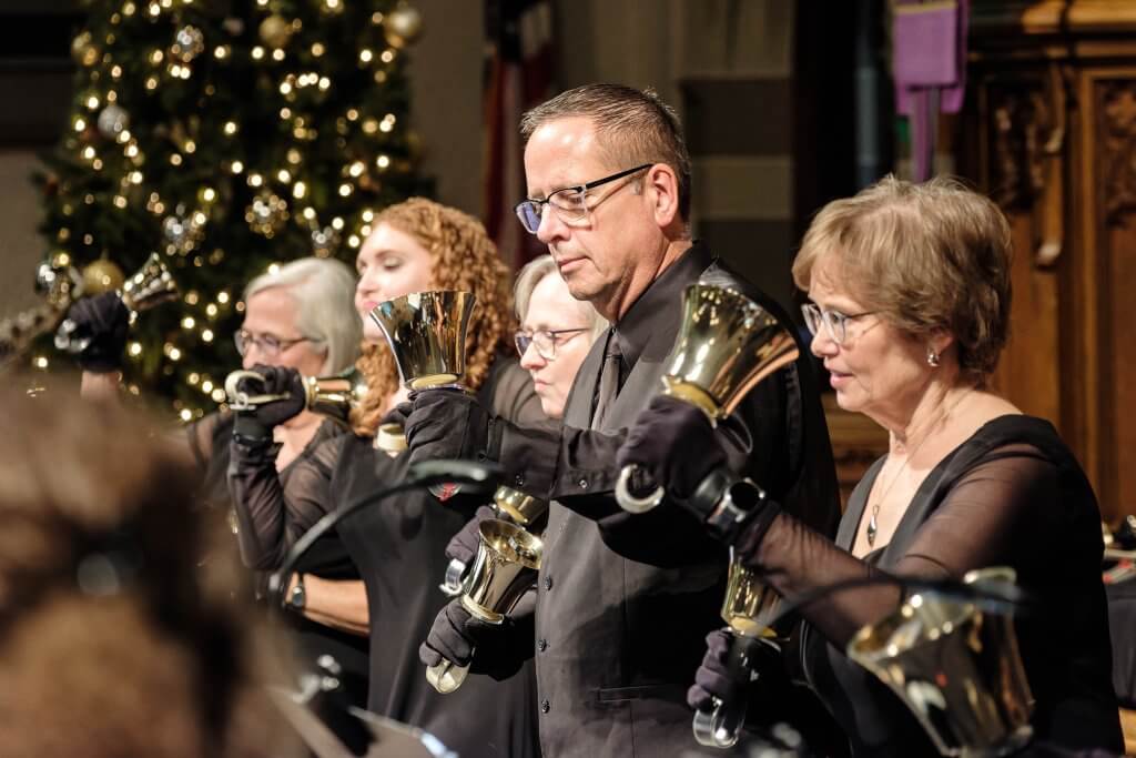 Kalamazoo Ringers playing at their Christmas concert 2025